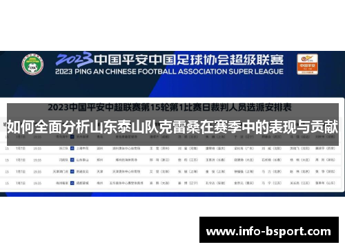 如何全面分析山东泰山队克雷桑在赛季中的表现与贡献